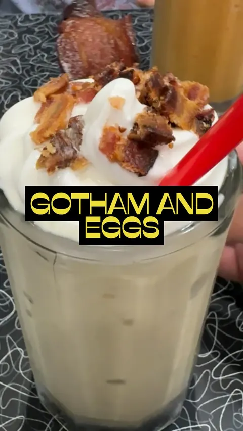 Yesterday was my first time trying a candied bacon milkshake at @gothamandeggs but it definitely won’t be my last 🤭 I absolutely love this concept. I used to go to the library as a kid and read DC comics and I grew up watching a lot of the shows and