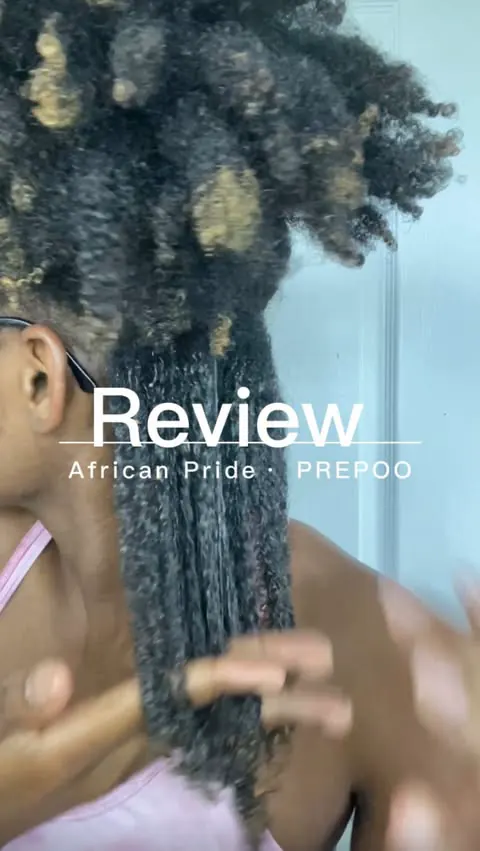 ✨REVIEW✨
Ft @myafricanpride 

Product : Aloe and coconut water detangler and condition prepoo
Cost : $5
Slip : 10/10
Smell : 10/10 Light fresh scent 
Review : 
I wanna start off by saying that I don’t use this every washday. I only use it when my hai