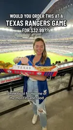 🚨SMASH OR PASS?! New food item now at @rangers games!!⚾️🌭

Would you spend $32.99 on this Boomstick Triple Play?! (because clearly I would💀) It comes with:

🍔8 inch double patty burger
🌭Chili cheese dog
🧀Loaded @tostitos nachos

And the cutest 