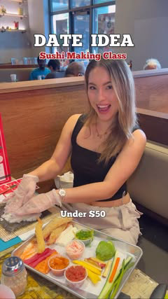 Date idea under $50🥢 Sushi making class @luckycat_streeteatery 🥡 You can now learn how to make sushi for only $45 per person❤️ you can make up to 3 different rolls! They give you so many tips on making the perfect roll! if you’re looking for someth