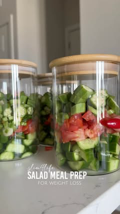 ✨ SALAD MEAL PREP ✨ 

Dive into this vibrant salad packed with cucumbers, tomatoes, green onions, bell peppers, and okra! 🌿 Not only does it bring a burst of refreshing flavors to your plate, but it’s also perfect for the #Slim4Life diet! This low-c