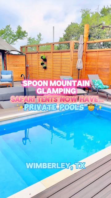 ✨The safari tents ⛺️ at @spoonmountainglamping in Wimberley, TX just got a major glow up 🤩… now EACH safari tent has it’s OWN 🆕 private pool 🏖️ ✨
.
.
✨This is glamping, Texas Hill Country style 🤠 🌊 ✨
.
.
✨Tag a friend you want to stay @spoonmoun