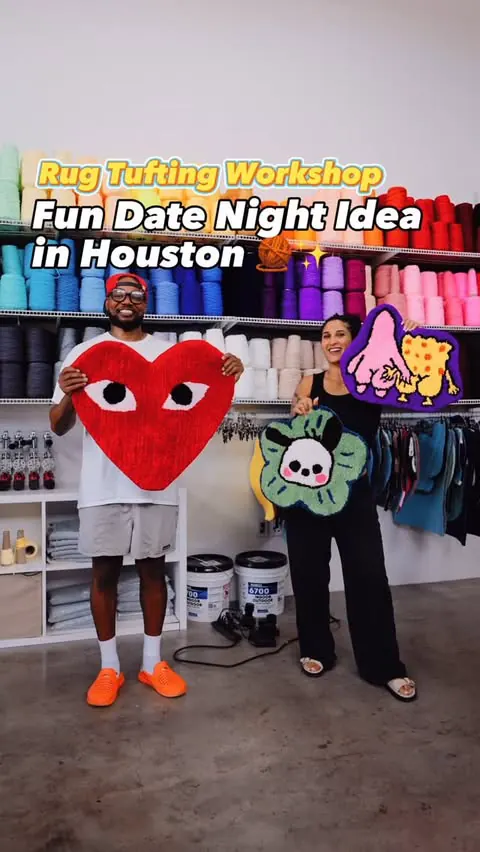 Custom rugs + cozy vibes 🧶✨! Perfect for date night or a group hang. Habibi Bazaar is a rug tufting workshop located inside Spring Street Studios in the Heights - and it’s seriously one of the most fun hands-on activities in Houston right now. Wheth