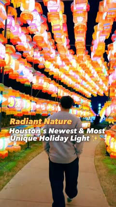 Houston’s Newest & Most Unique Holiday Light ✨🎏! Located at the Houston Botanic Garden, Radiant Nature is the perfect place for a date night or spend quality time with friends and family. There are 3 different themed zones with so many interactive e