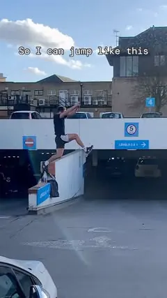 Working on building that power up 💥 at the end of this month I will be releasing a 12 week preseason parkour power development program. 

- Increase power 
- Take more impact
- Strengthen Knees & Ankles 

My community of athletes will all be working