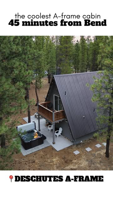 Would you stay here @deschutesaframe? 😍

This cozy and unique A-frame cabin is nestled in a private community within the Deschutes National Forest. Relax here with over an acre of pine trees, new hot tub, modern amenities, and beautiful view out bac